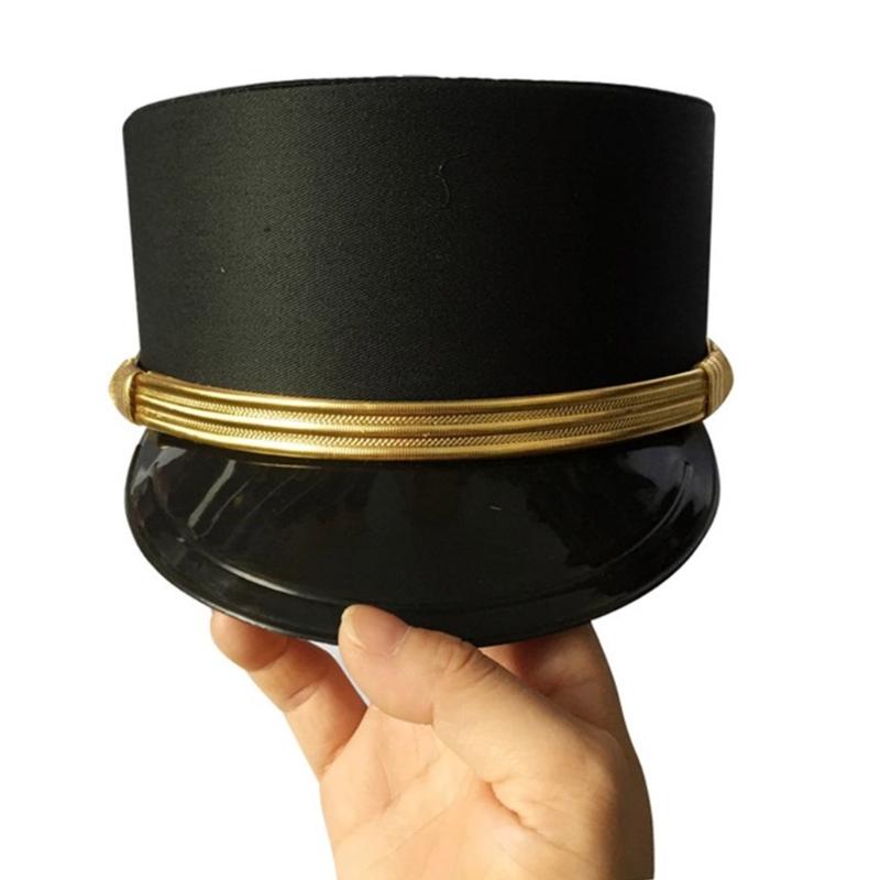 Black Security Guard Hat Carnivals Adult Soldier Hat Role Play Doorman Hotel Waiter Hat Adult Cosplay Party Black Hats