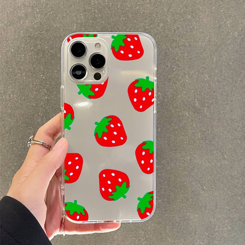 

Cute cartoon strawberry Phone Case For iPhone 11 12 13 14 Mini Pro Max XR X XS TPU Clear Case For 8 7 6 Plus SE 2020 iphone 6 6s