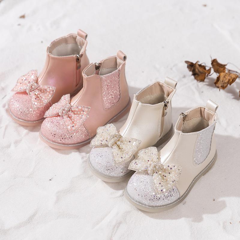 Brand Girl Boots New Sweet Princess Shoes Fashion Plush Women Winter Boots Luxury Glitter Girl Shoes Party Kids Shoezapatos Niña