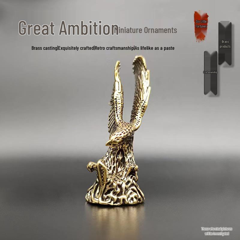 Retro Solid Brass Soaring Eagle Desk Ornament