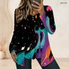 Women Plus Size Square Neck Long Sleeve T Shirt Vintage American Flag Star Stripe Print Double Layer Front Top
