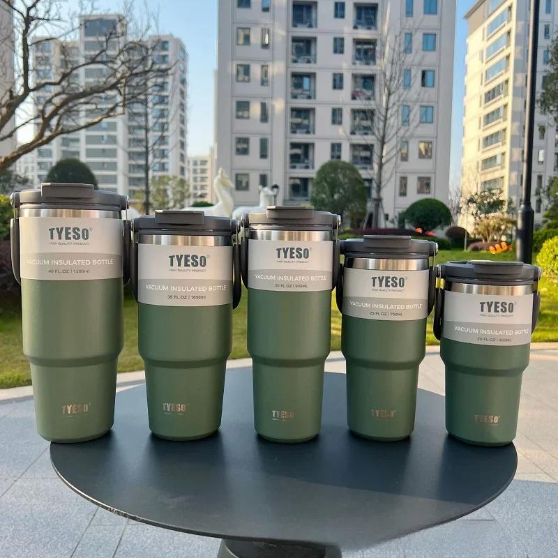 Tyeso Coffee Cup Double-Layer Thermal Insulation And Cold Storage Ice Large-Capacity Stainless Steel Double-Drink Water Bottle 600ML