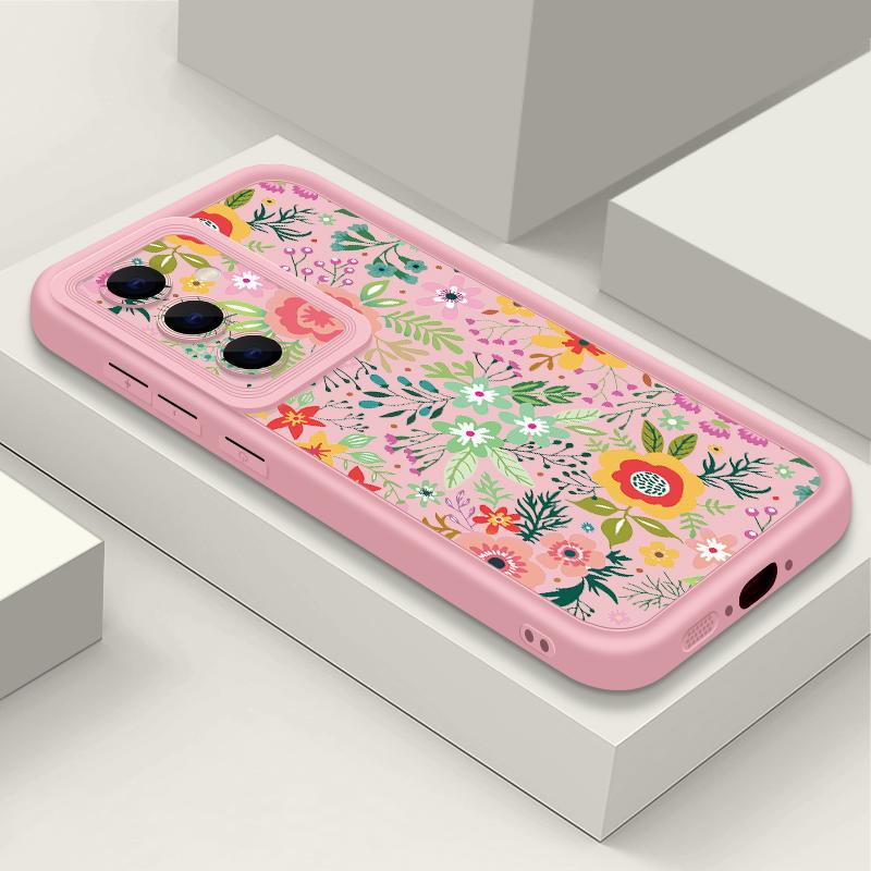 Floral Pattern Case For Samsung A57 A37 A17 A56 A36 A16 A55 A35 A15 A54 5G S21 FE S22 S23 S24 S25 Plus S26 Ultra Bumper Cover
