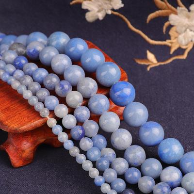 Perle rotonde di pietra naturale avventurina blu 4/6/8/10 / 12mm per la creazione di gioielli braccialetto fai da te