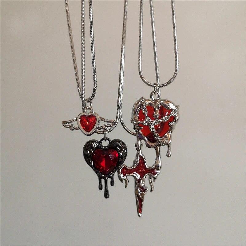Punk Gothic Silver Cross Pendant Necklace