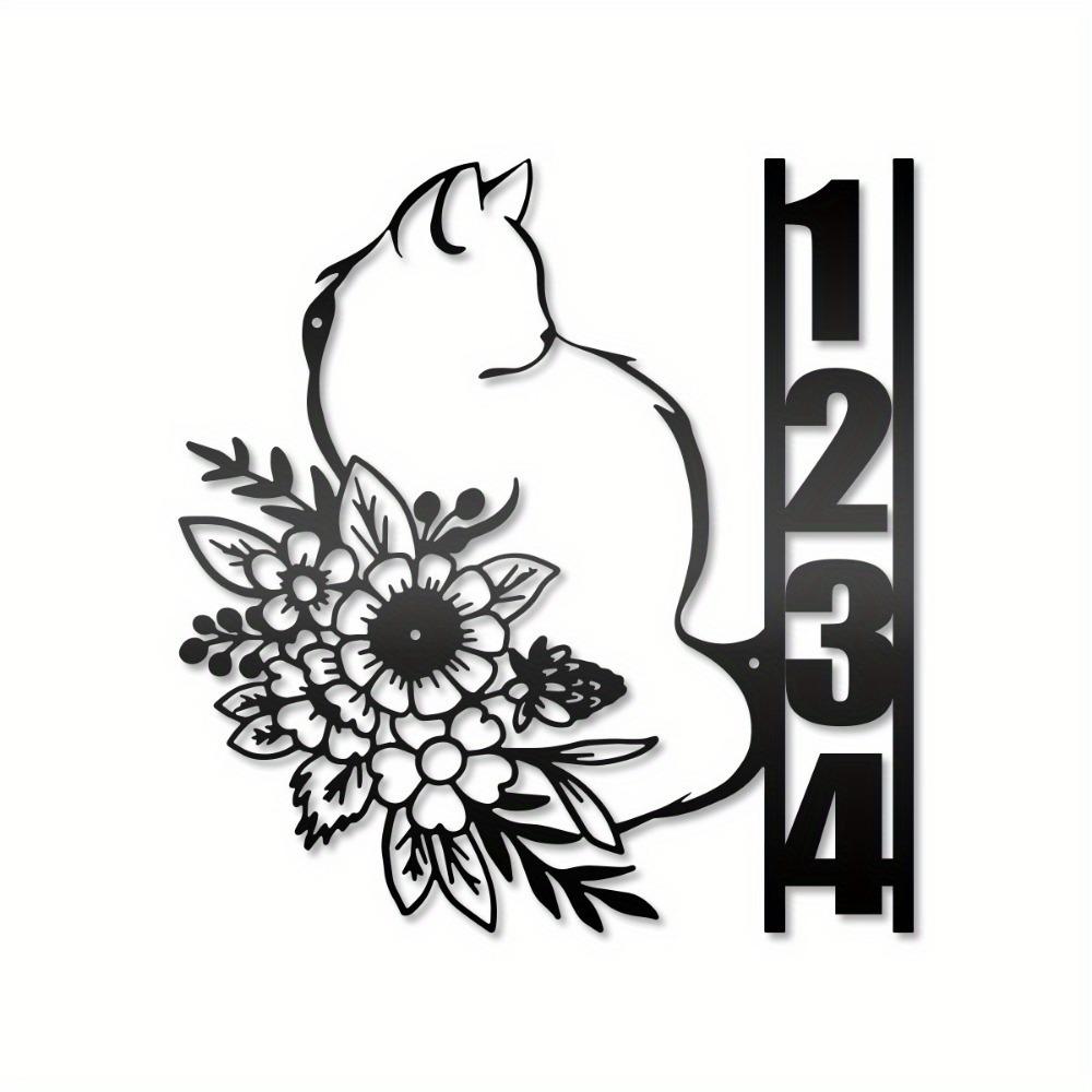 Metallkatze Garten-Adressschild, Hausnummernschild, Außendekoration für die Wand, Personalisiertes Haustiergeschenk