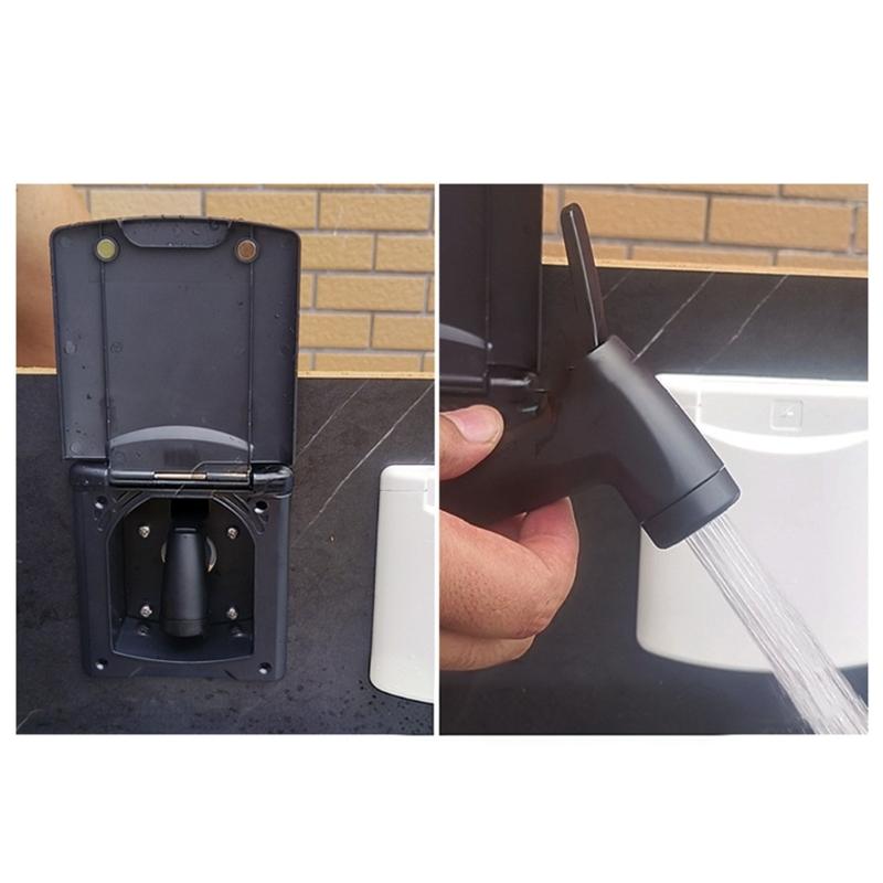 Campers Yacht Shower Box With Magnetic Cover And 180 Degree Opening Flip Lid Water Inlet Adapter With Water Pipe