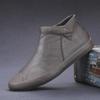 New spring mid-top leather boots with British style high-top men's shoes autumn men's casual leather shoes trendy shoes