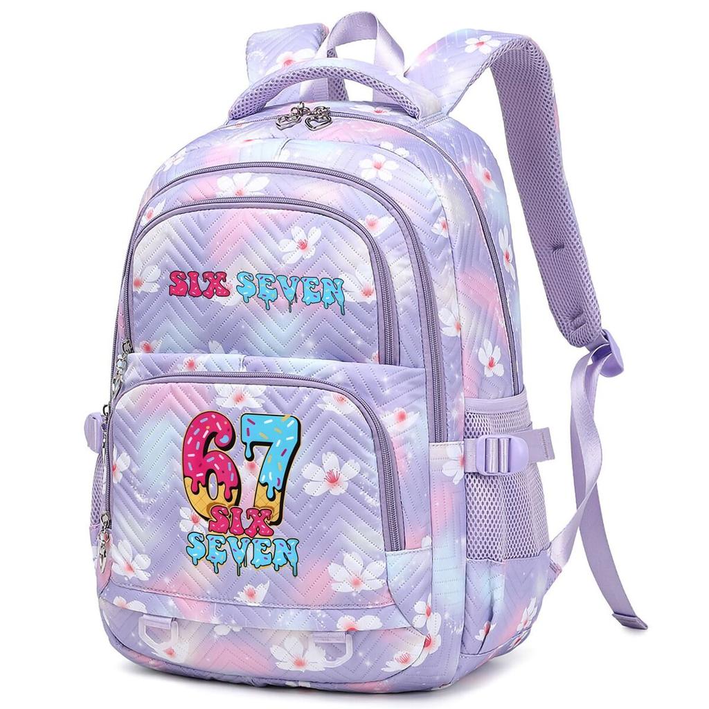 Y2K Sechs Sieben Eiscreme-Stil Rucksäcke für Mädchen Jungen Spaß 67 Nummer Rucksack Wasserdicht Laptop Rucksack Teenager Schultasche