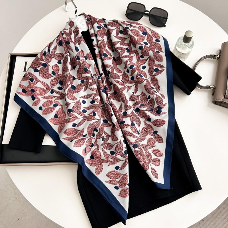 Čiernobiela hodvábna twill šatka so zvieracím vzorom - 90x90CM Jesenný/Zimný šál pre ženy