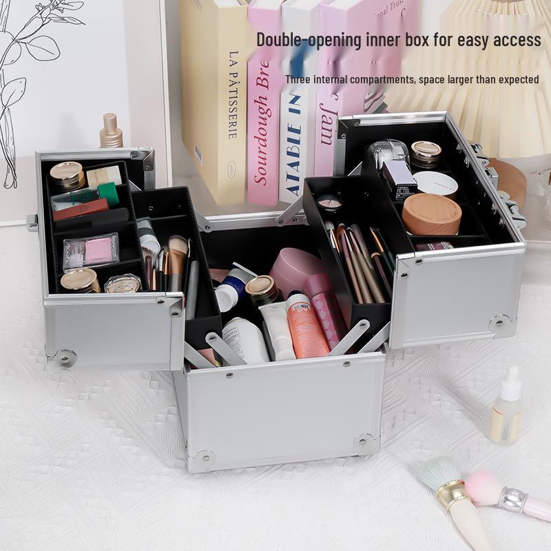 Multilayer Professional Makeup and Nail Art Tool Box, Medium-Large Handheld Case