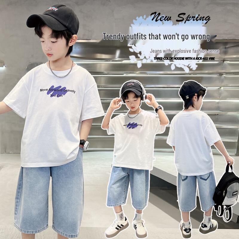 Tangshi Boys Summer Denim Two-Piece Set 160