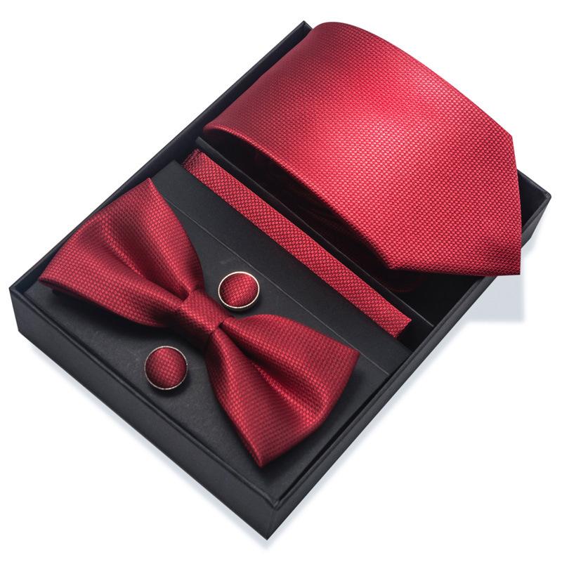 Set de 6 piezas, Corbata de Vestir de Negocios 8 cm Corbata para Hombre Set de Pajarita Caja de Regalo.
