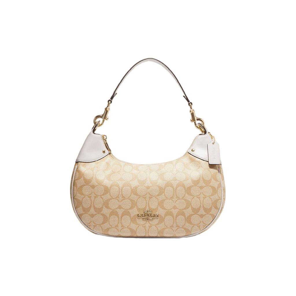 New COACH Hobo Canvas With Leather Shoulder Bag, Handbag, Shoulder Bag Women's Khaki CI791-IMDQC