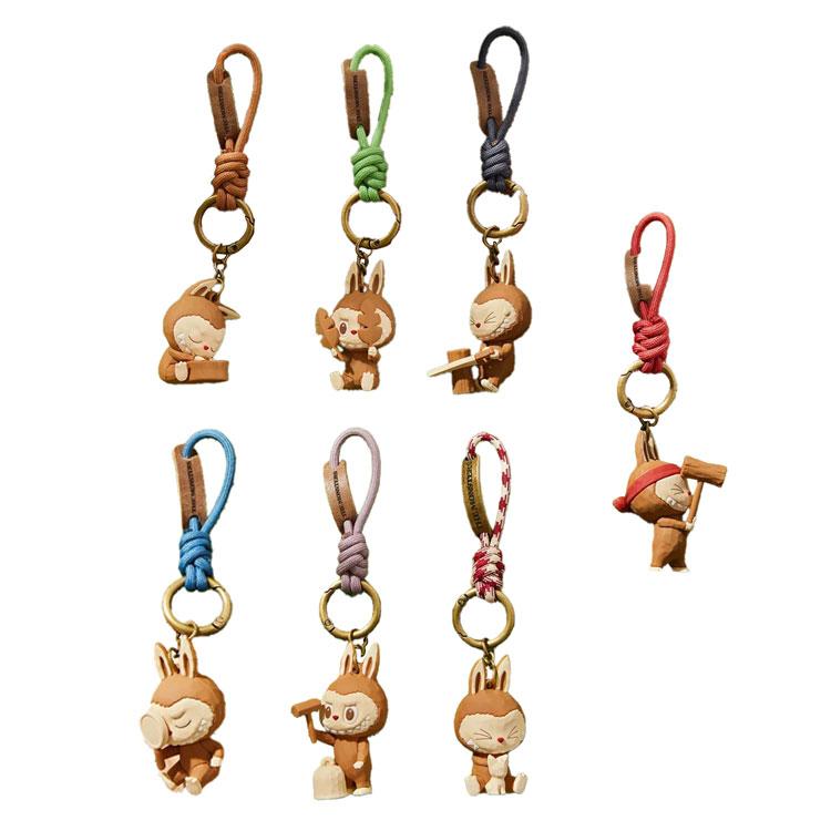 

POP MART Labubu Wood Workshop Collection Keychain Mystery Boxes, Single Mystery Box