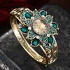 Rhinestone Flower Decor Quartz Bracelet Watch Analog Cuff Bangle Dress Wristwatch