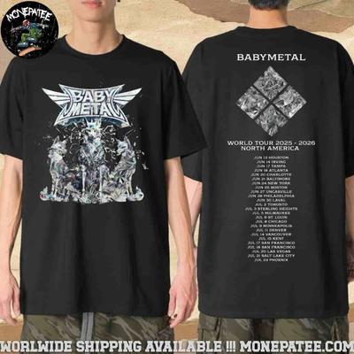 BABYMETAL Tričko Fourth Foxes Seznam dat světového turné po Severní Americe 2026 Merch Two Sid