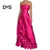 Evening Dress Hollow Out Round Satin Off-Shoulder Sleeveless Waist-Hugging Dress Summer Prom Wedding Party Maxi Dress