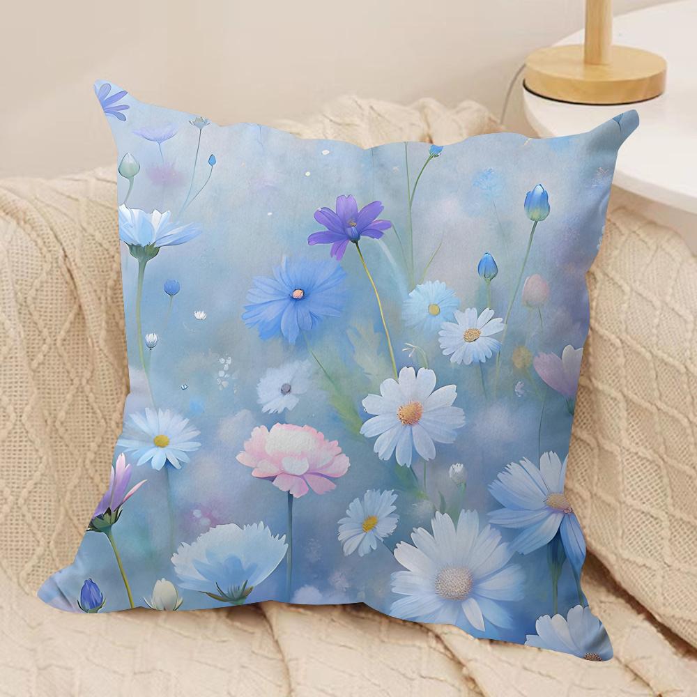Little Flowers Cushion Cover Soft Plush Fabric DoubleSided Printed Sofa Cushion Cover for All Seasons Home Decor Gift