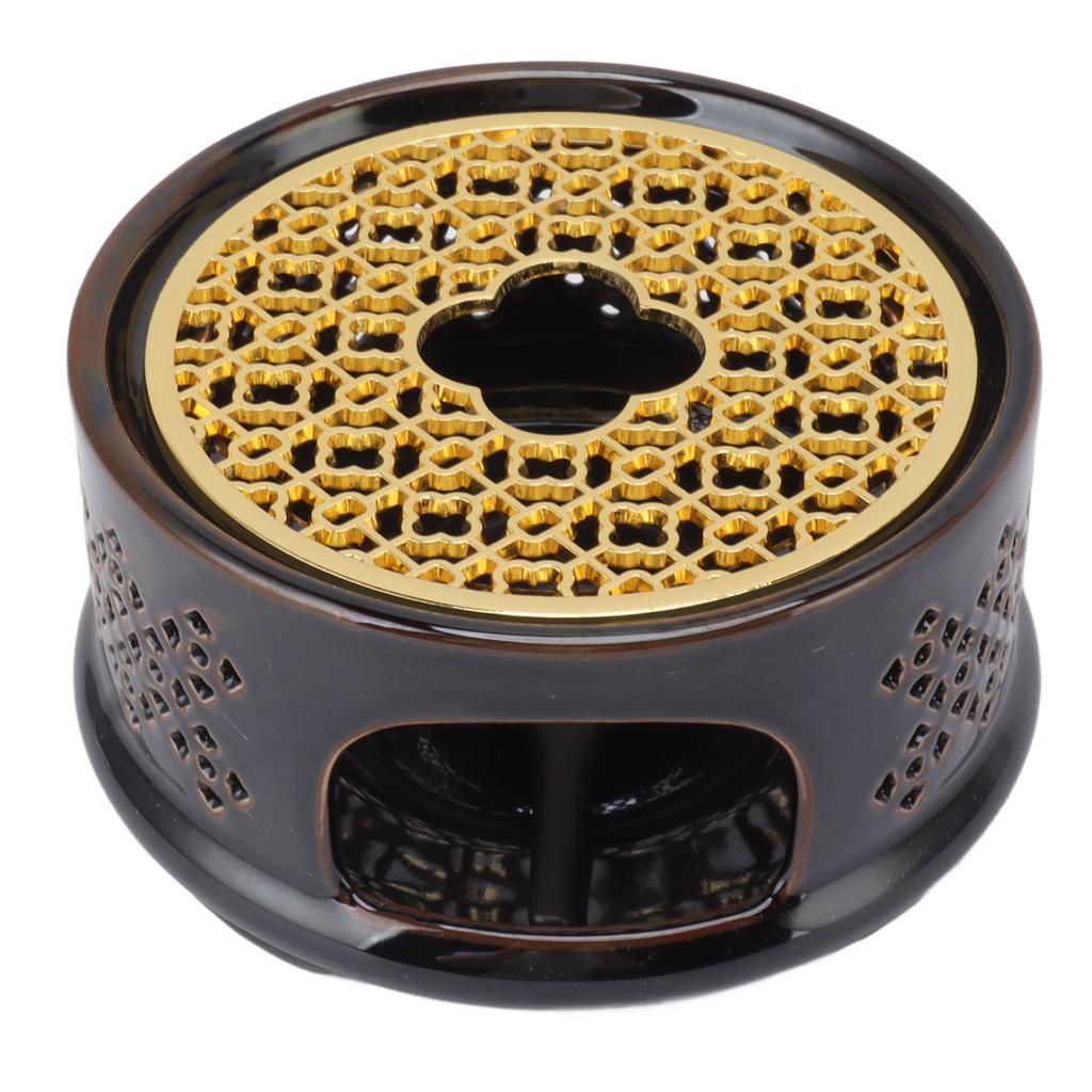 Tekannevarmer Te Kaffevarmer Base Keramisk Varmeapparat med Skje Lokk og Lysestake Brun