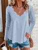 Womens Long Sleeve V Neck T Shirt With Breathable Polyester Splicing For Casual Fall Style