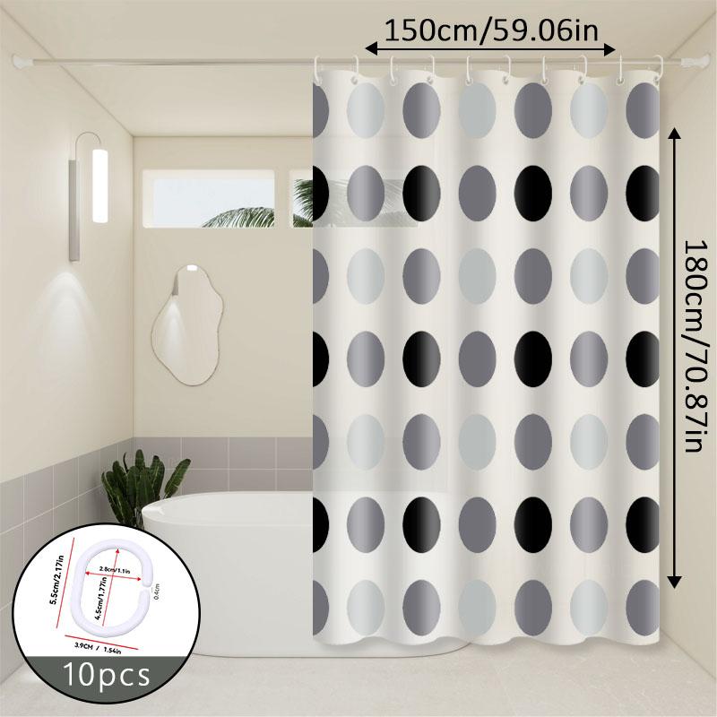 Gray and White Polka Dot Shower Curtain, Fine Wave Dot Design, Light and Uncluttered Style, Bathroom Shower Partition Curtain
