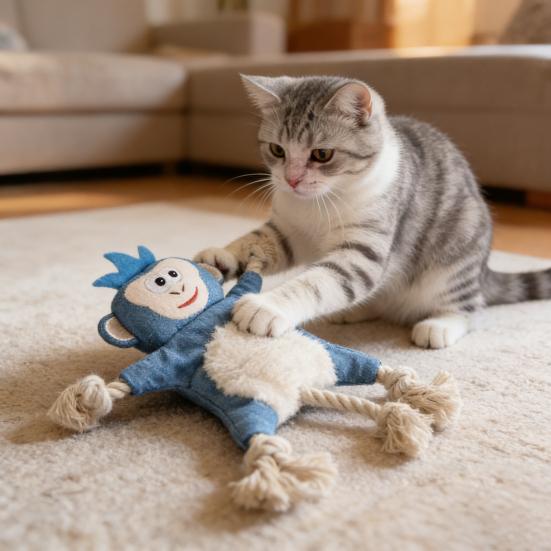 Plüschtier Hund Kauspielzeug mit Baumwollseil Handgemacht Quietschender Affe Hase Tiger Plüschtier Knisterpapier Interaktives Tauziehen Welpenspielzeug Haustierbedarf