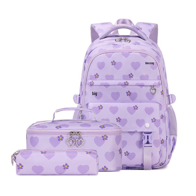 Lishen Student Heart Print 3-Piece Backpack Set One Size