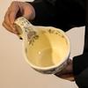 OLOEY Floral Yellow Curved Handle Ceramic Mug Set