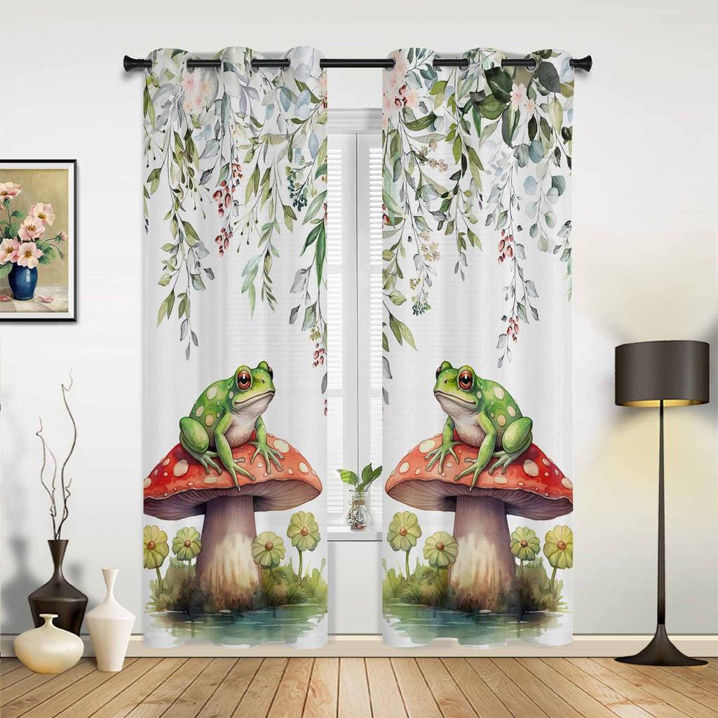Mushroom Sunflower Flower Plant Vintage Curtains for Bedroom Living Room Drapes Kitchen Kid's Room Window Curtain Home Decor