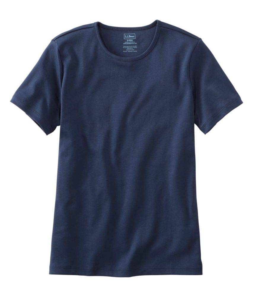 LL Bean Women's Pima Cotton T-Shirt, Short Sleeve, Crew Neck, US Fit, Regular, Size Small, Raven Blue, 1000003903