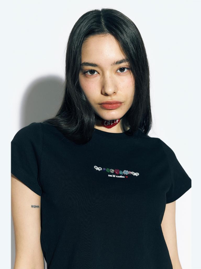 ASIF CALIE Calie Beads Basic T-Shirt Black