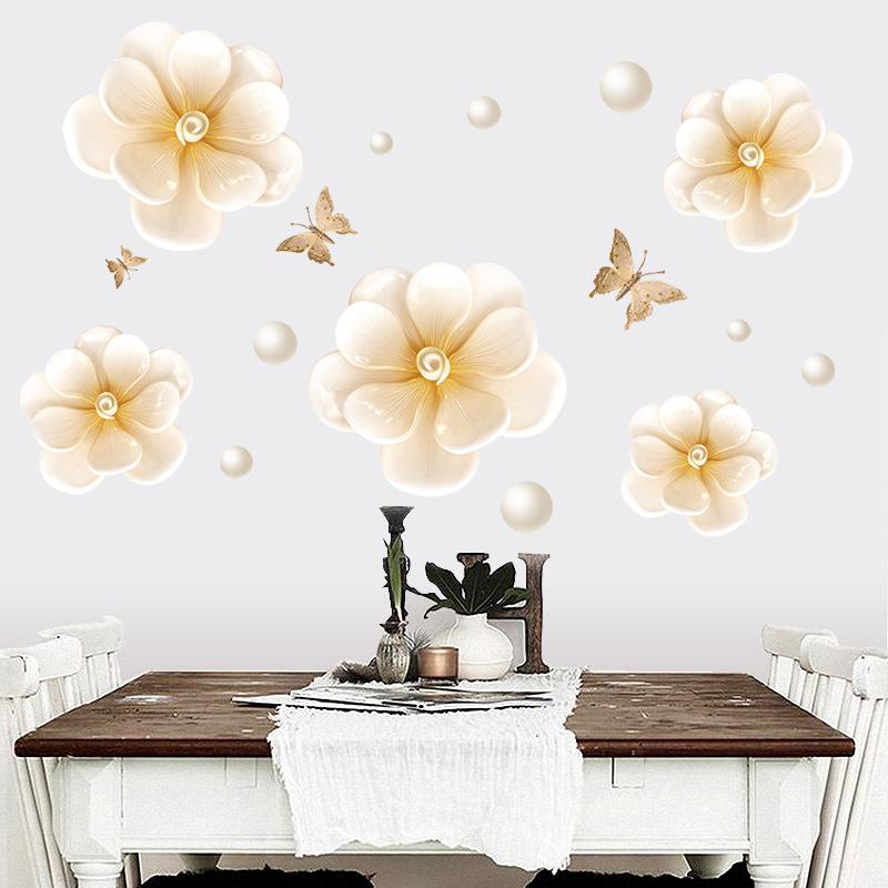 Vodotěsná samolepka na zeď s motýlky z okvětních lístků květin, samolepicí, odnímatelná, pro ložnici, obývací pokoj, domácí dekoraci, severský styl