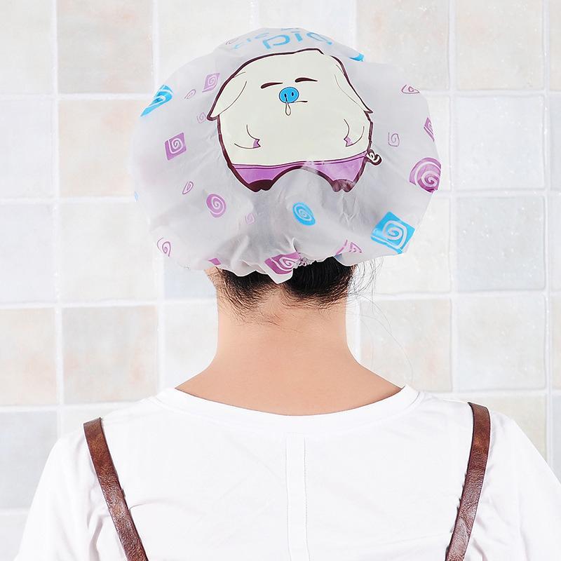 1Pcs Cute Cartoon Bath Hat Thickened Waterproof And Oil Fume Cap Shower Cap Bathroom Accessories Spa Hair Salon Supplies
