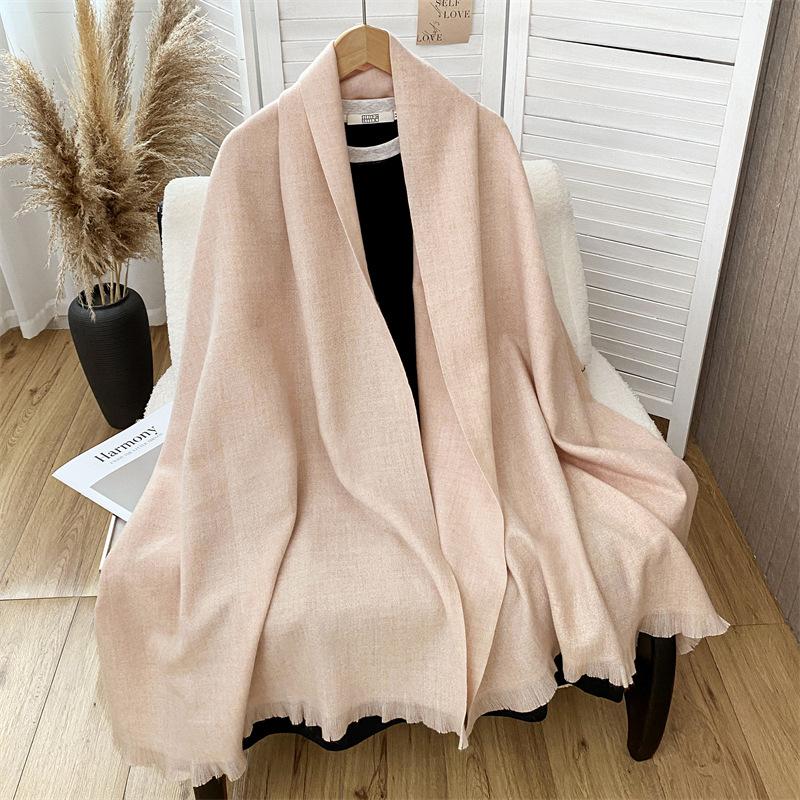 Women S Solid Color Faux Cashmere Scarf Elegant Warm Shawl