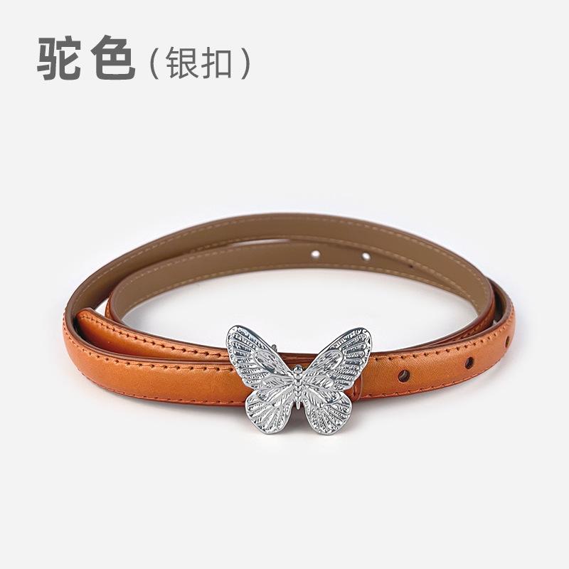Fine Leather Women'S Belt With Casual Pants, Short Skirt, Jeans Belt, Butterfly Belt.