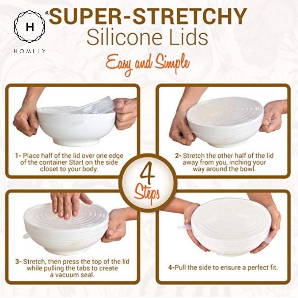 Homlly Basic Reusable Silicone Bowl Lids for Bowls Pots Cups (6pcs 6 Sizes  X2)