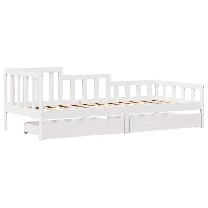 VidaXL Lit de jour et tiroirs sans matelas blanc 90x200 cm bois massif 3302106