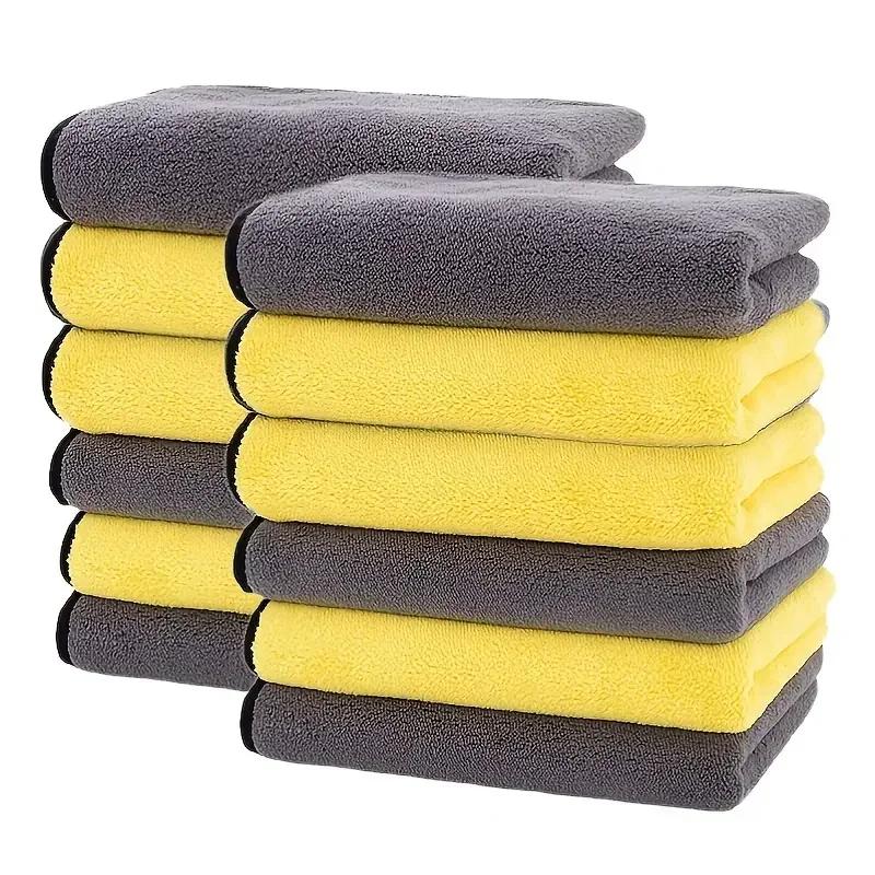 3/10/40Pcs Microfiber Car Cleaning Towel Thicken Soft Drying Cloth Car Body Washing Towels Double Layer Clean Rags Detailing