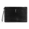 Ysl Monogram Silver Hardware Zip Closure Leather Clutch Women Clutch Black 531916-0Q50E-1000