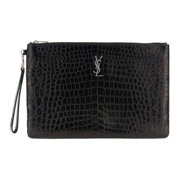 

Saint Laurent Ysl Monogram Silver Hardware Zip Closure Leather Clutch Women Clutch Black 531916-0Q50E-1000 Basic Set (Bag+Dust Bag)