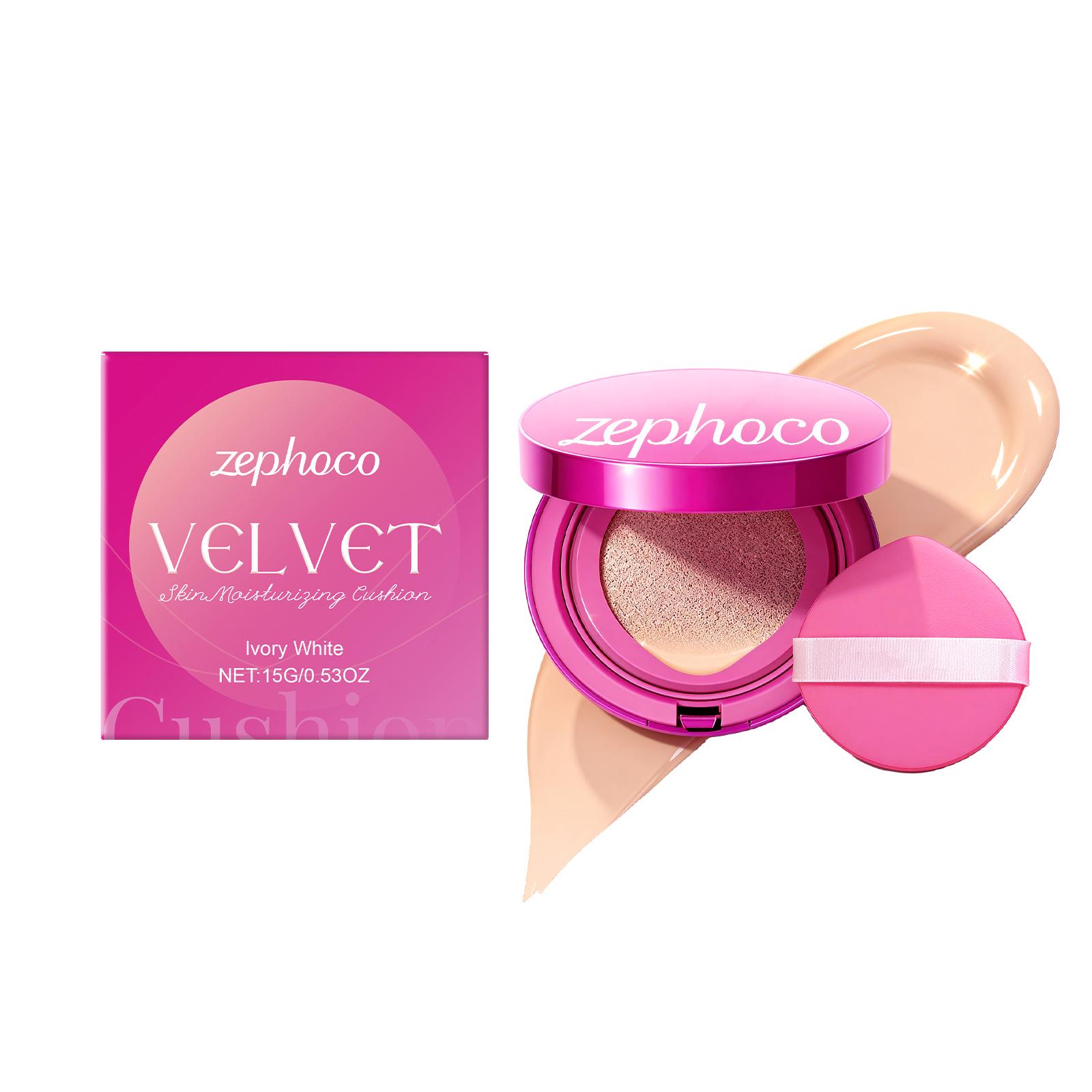 Zephoco Velvet Cushion Foundation: Natural Coverage, Lightweight, Breathable, Non-Creasing Makeup.