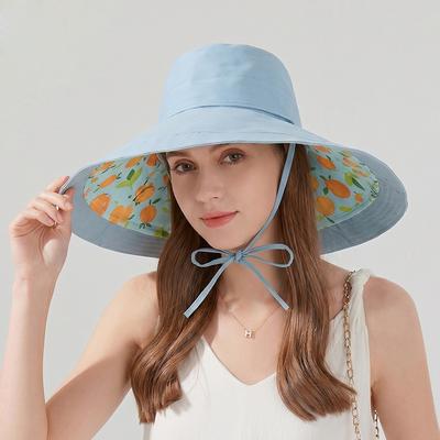 Summer Big Brim Face-Covering Hat Women's Double-Sided Sunshade Fisherman Hat Outdoor Travel Sun Hat