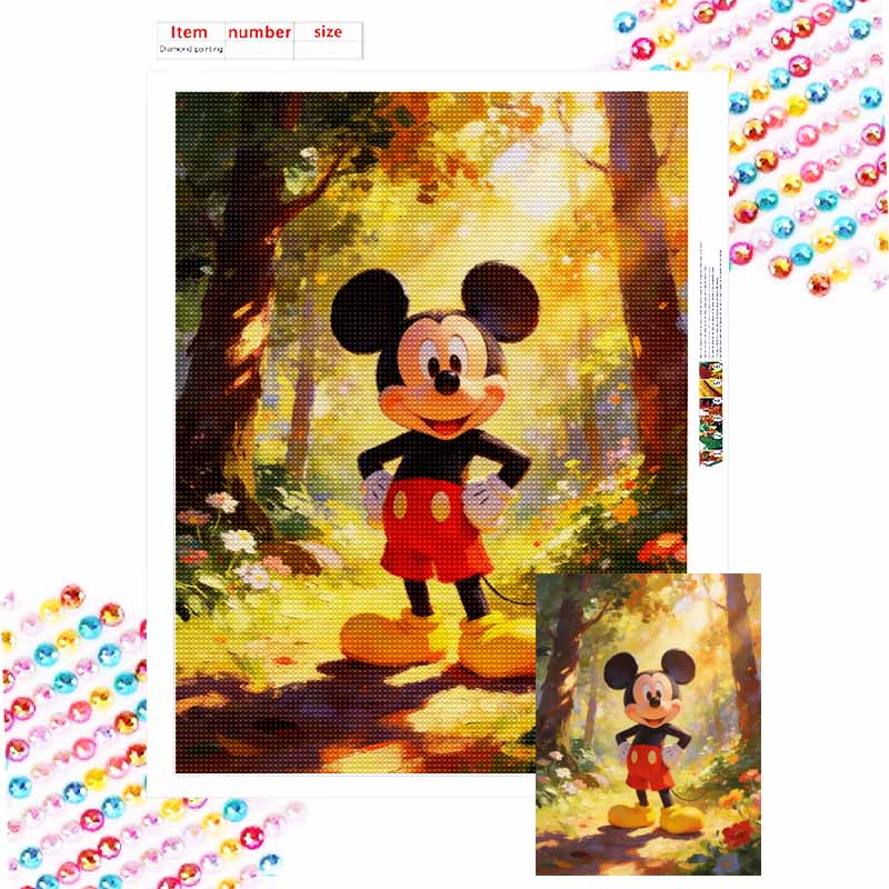 Disney Mickey Mouse Forest Sunshine Diamond Painting Art Kit Mosaic Handmade Diy Gift Home Decor Round 20x30cm