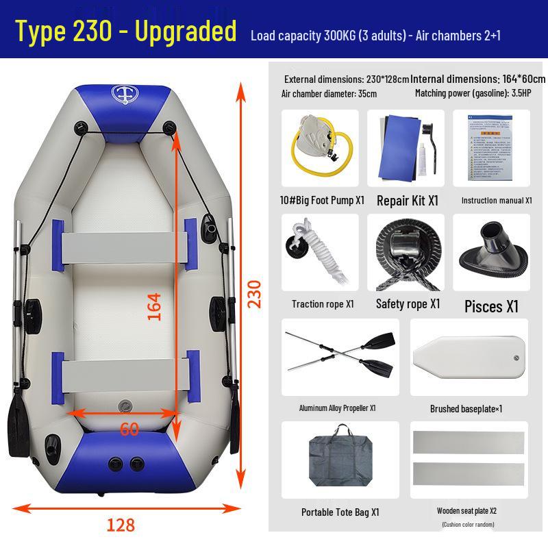Durable Hard-Bottom Inflatable Rubber Dinghy Kayak for Fishing & Lifesaving