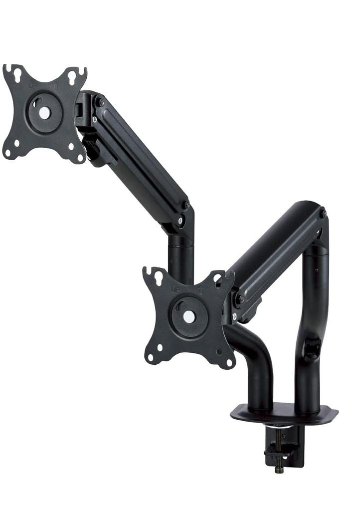 Elecom DPA-DL05BK Double Long Monitor Arm, Spring-Loaded, Weight Capacity: Approx. 2-8kg (x2), Black
