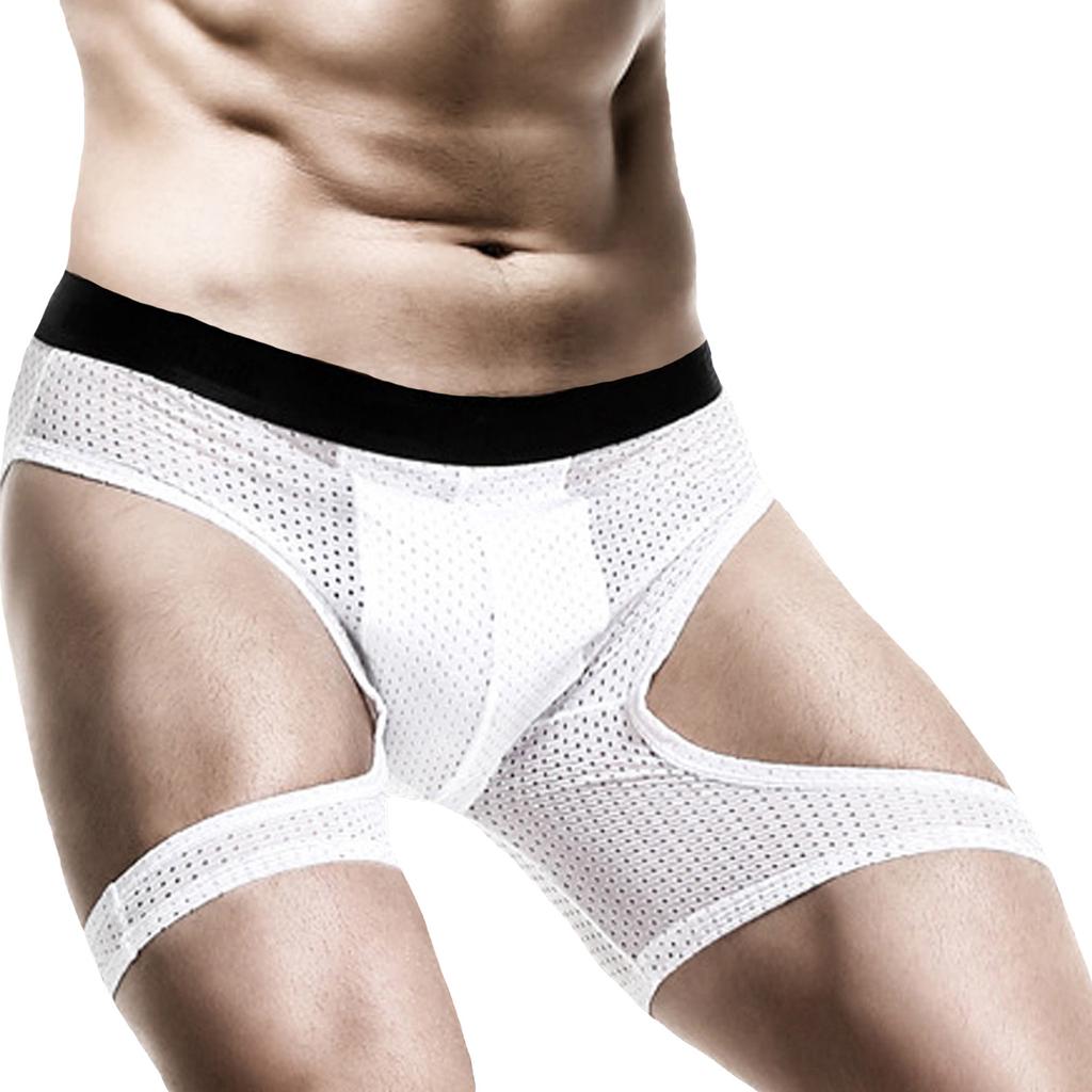 Men's Sports Running Underwear Anti-Wear Leg Ice Wire Hollowed Out Boxer Pants Extended Tight Boxer Pants