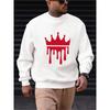 Men's Crown Print Casual Sweatshirt - Long Sleeve Crew Neck, For Sports And Daily Wear.