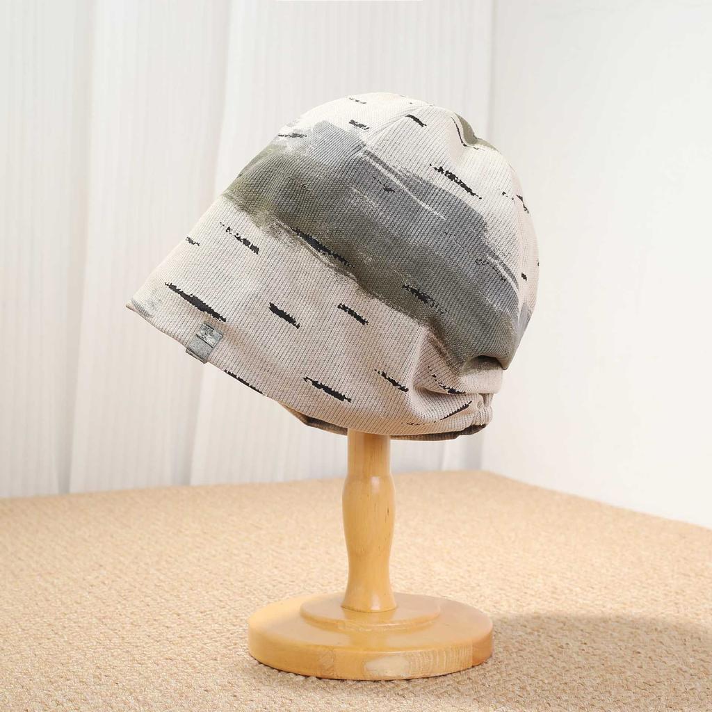 Lazy wind loose hole pullover hat children's season thin confinement hat big head circumference knitted stack hat cold hat