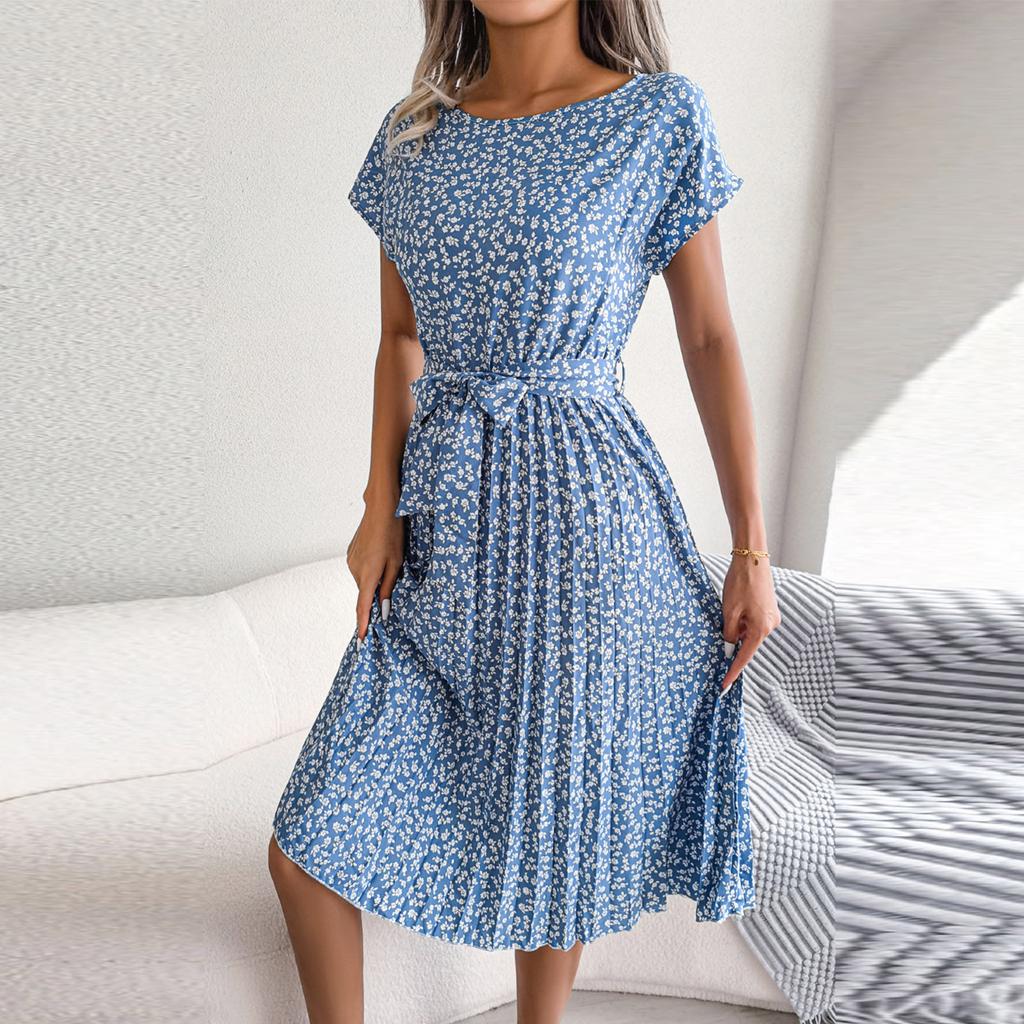 Fashion Women's Summer Round Neck Casual Fashion Printed Pullover Dress